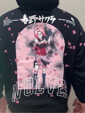 Darc Sport Sakura Graphic Black Hoodie with Pink Accents Mens S NWT